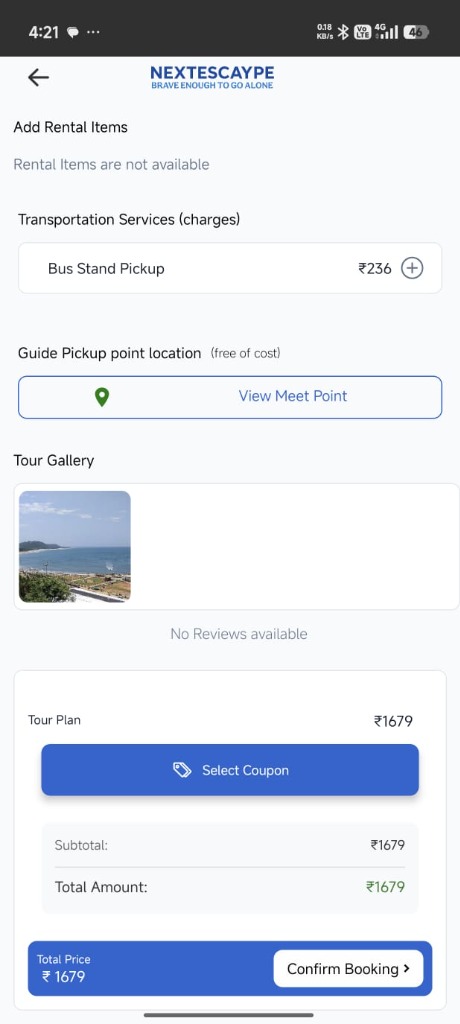 Booking Confirmation and Pickup Details